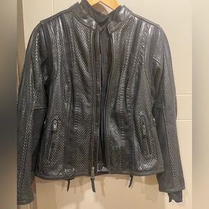 Harley Davison motorcycle biker leather jacket.